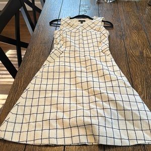 J. Crew Cream and Navy Windowpane Sheath Dress